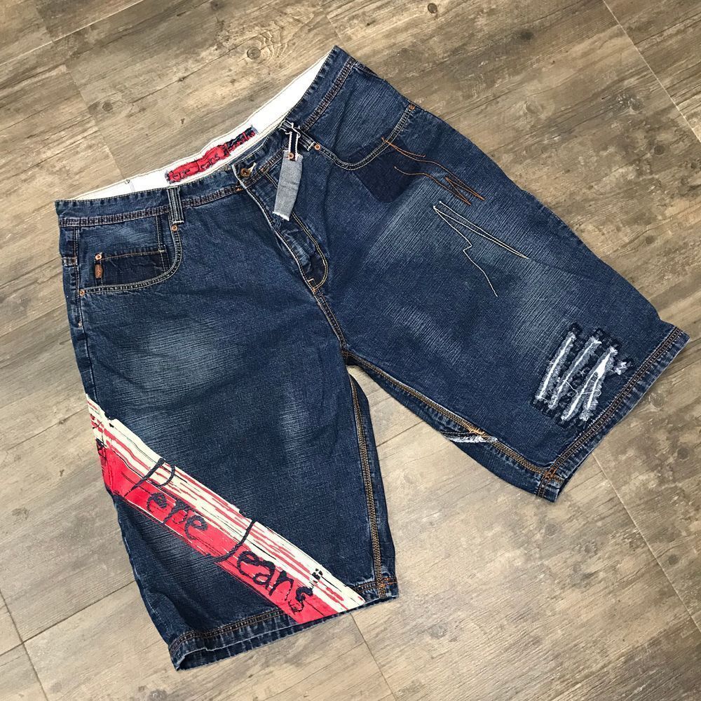 Vintage Pepe Jeans London Baggy Skater Hip Hop Denim Jean Shorts Size 42 (388)